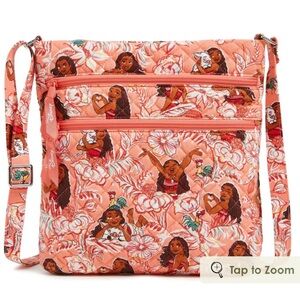 Vera Bradley x Disney Moana Triple Zip Crossbody Bag Zipper Adjustable Orange